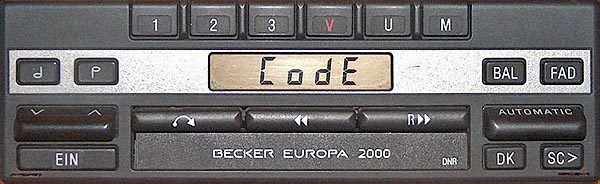 BECKER EUROPA 2000 be 1120 code