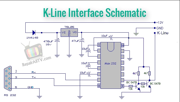 DELCO CDR500 CODE K-Line Interface Schematic