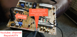 AKTIV CABLE POWER BOARD VOLTAGE TV. remote control. turn on TV. EMMC READ