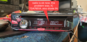 radio is ok now. the problem was. IC TDA7851A. also diode 1N