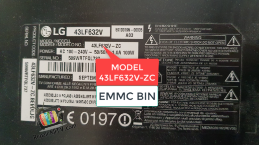 LG 43LF632V ZC EMMC BIN