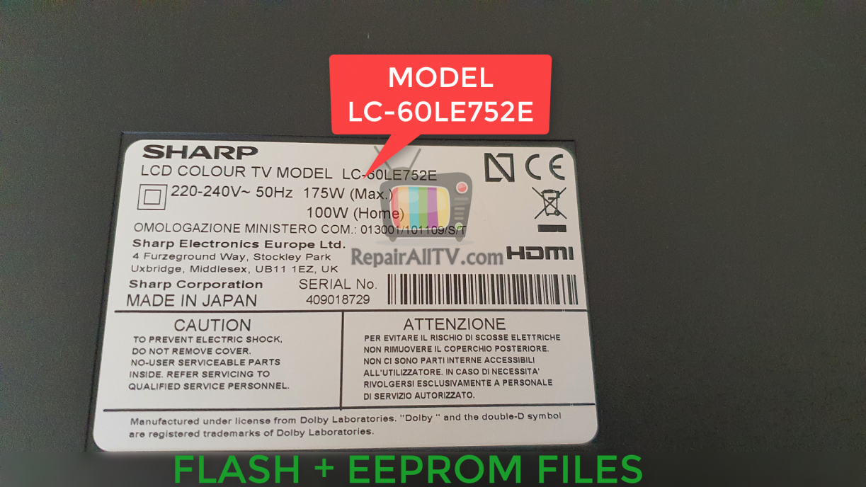 TV LED LCD PLASMA DUMP BIN EEPROM FILES - RepairAllTV