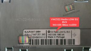VWZ1Z2 Radio LOW EU BVX 1KO 035 186xx