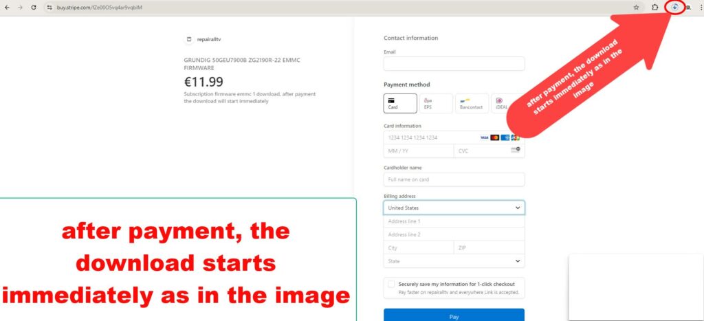 after payment the download starts immediately as in the image