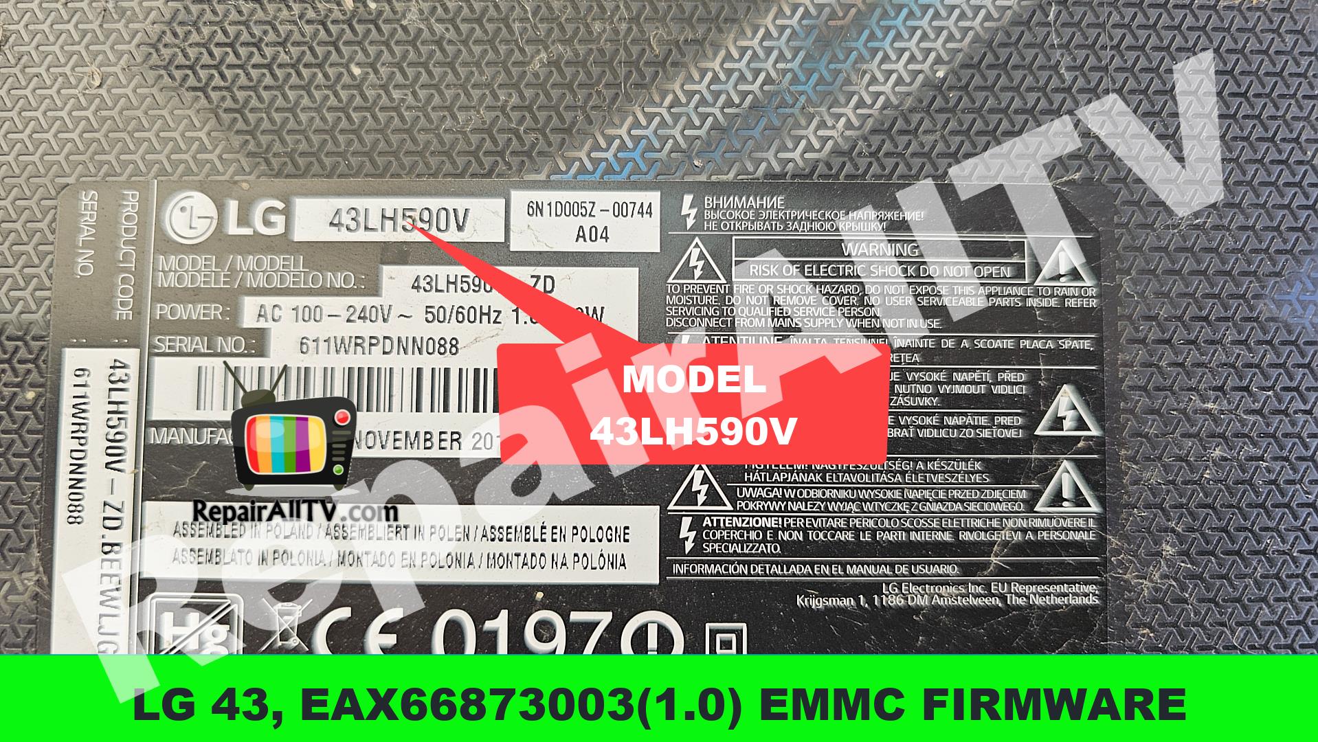 LG 43 EAX668730031.0 EMMC FIRMWARE