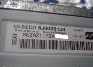 SEAT SEZAZ1 ULSECD 6J0 035 153 CODE